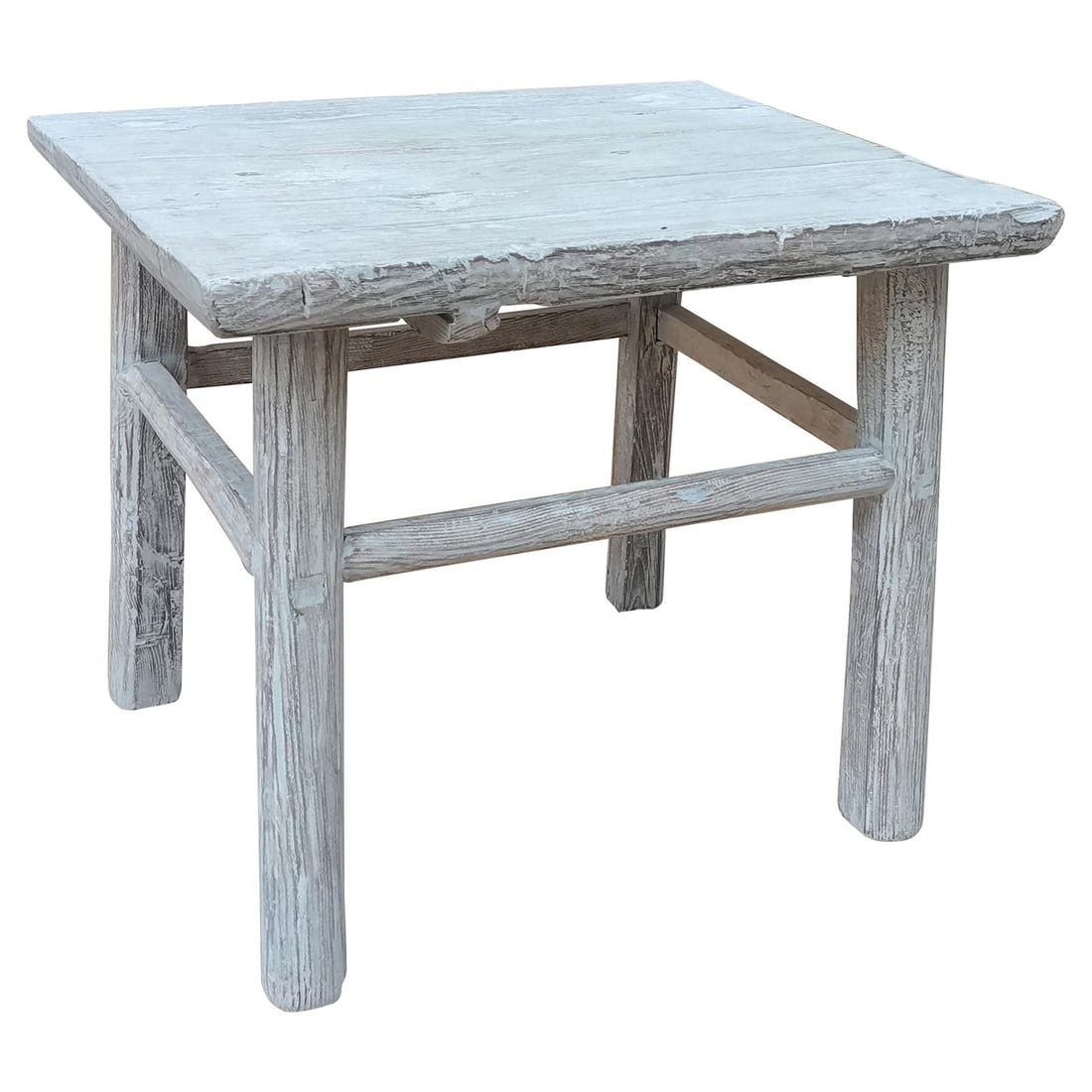Chinese Elm End Table Antique Style Bleached White Finish (1 of 1)