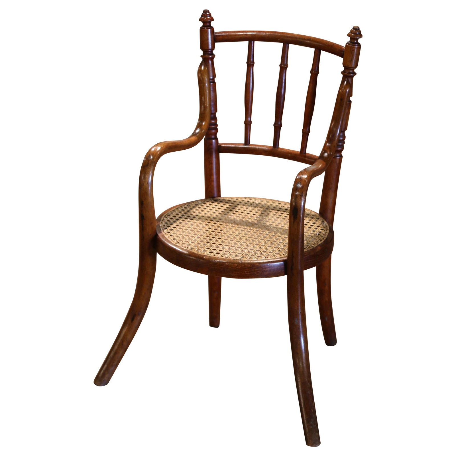 Antique French Child Armchair Art Deco Style Bentwood Cane circa 1920 (1 of 8)