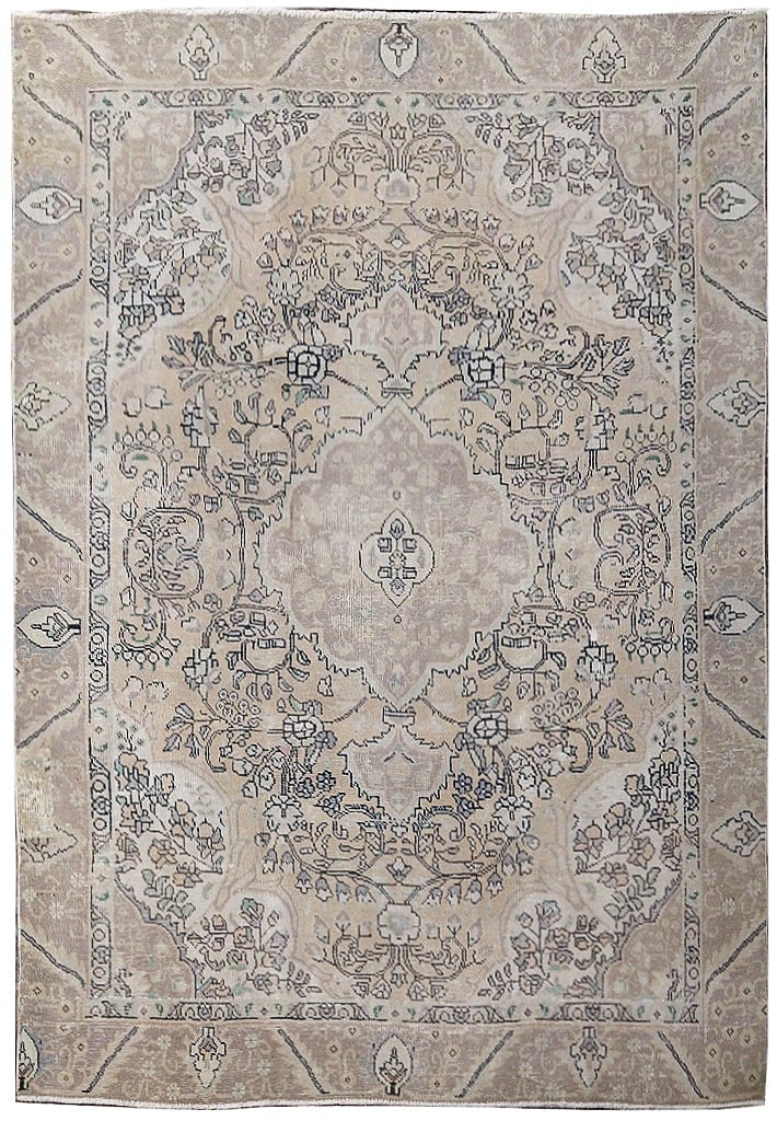 5.10 x 8.9 Vintage Persian Rug Neutral Colors Decor (1 of 17)
