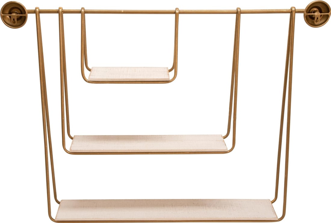 Sagebrook Contemporary 3-Tier Gold and White Hanging Shelf (1 of 4)