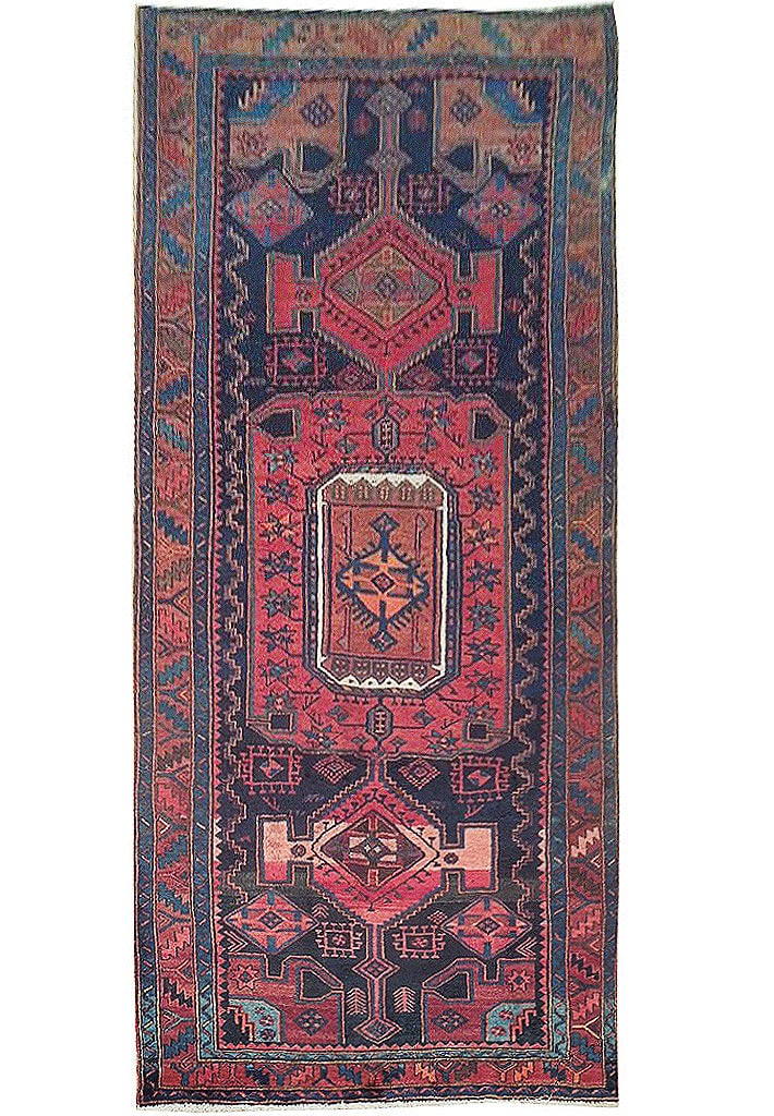 4'3" x 10' Handwoven Red Semi-Antique Persian Hamadan Runner (1 of 7)