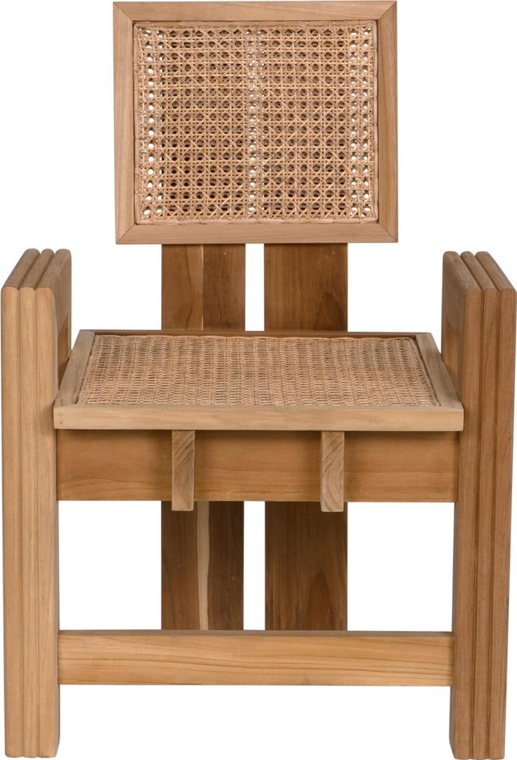 Noir Fatima Teak Armchair with Woven Cane Backrest (1 of 7)