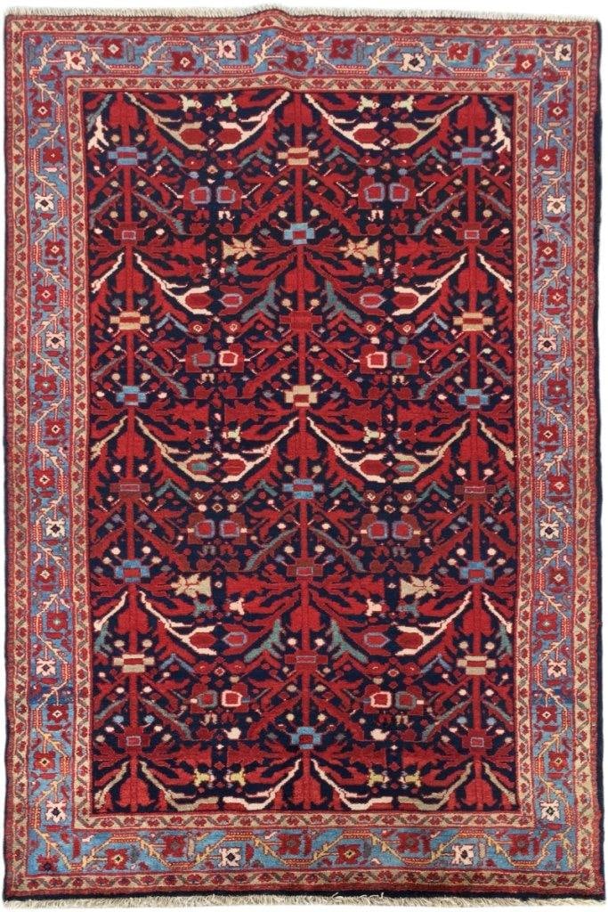 Handcrafted 4'2" x 6'9" Red Persian Hamadan Rug from Iran: Handcrafted 4'2" x 6'9" Red Persian Hamadan Rug from Iran Free continental US Shipping Enhance your space with this exquisite 4' 2" x 6' 9" Red Persian Hamadan Rug, a stunning example of traditional P