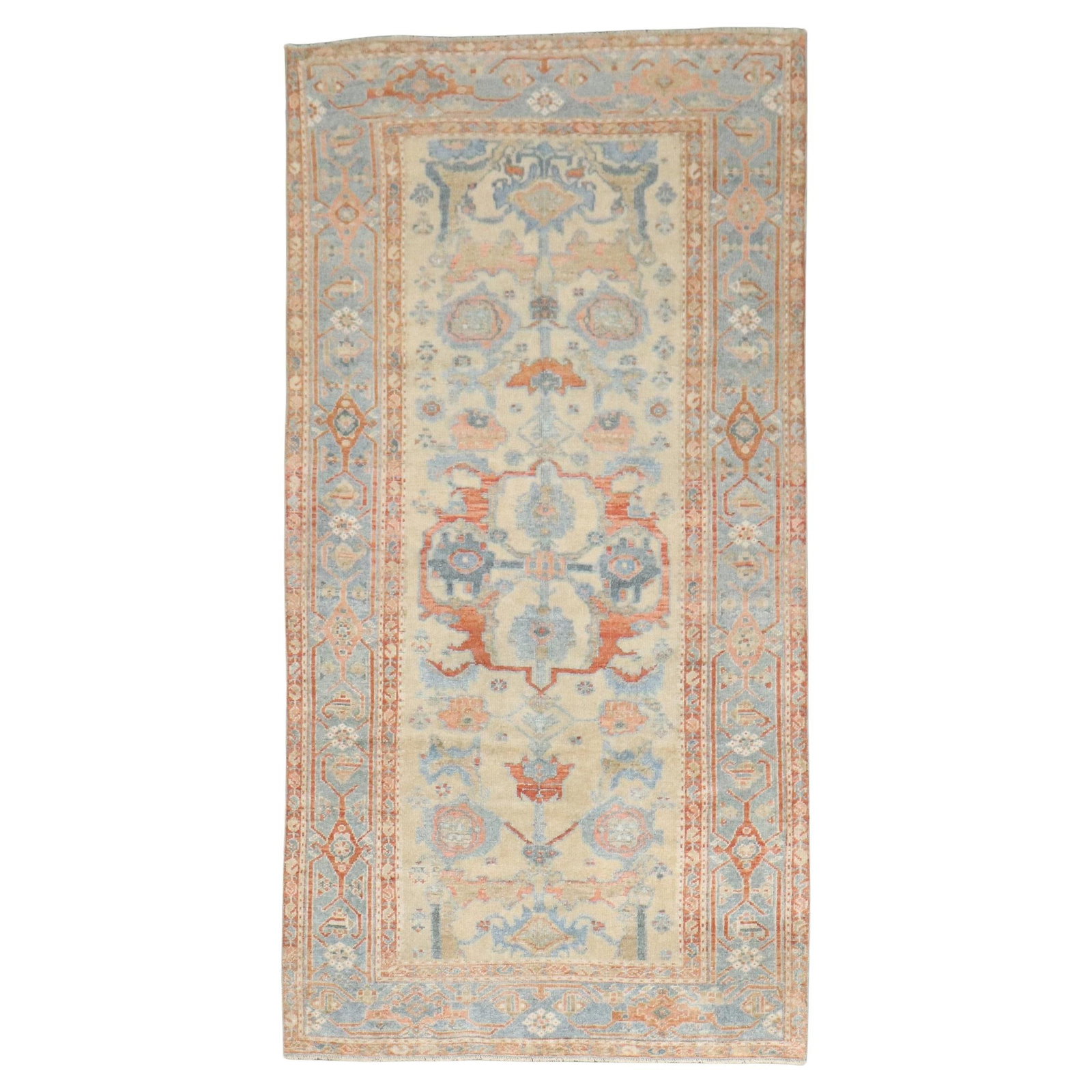 Antique Persian Bakshaish Runner Hand-Knotted Wool 3'5" x 6'4": Antique Persian Bakshaish Runner Hand-Knotted Wool 3'5" x 6'4" This exquisite Zabihi Collection Antique Persian Small Runner showcases the rich heritage of Persian craftsmanship. Hand-knotted from hig