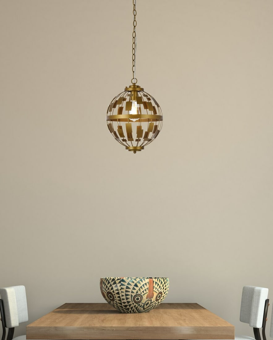 Brass Mid-Century Modern Levante Pendant Chandelier 12" Round Shade: Brass Mid-Century Modern Levante Pendant Chandelier 12" Round Shade Illuminate your space with this Mid-Century Modern Globe Pendant Chandelier, featuring a stunning brass finish that adds a touch of 