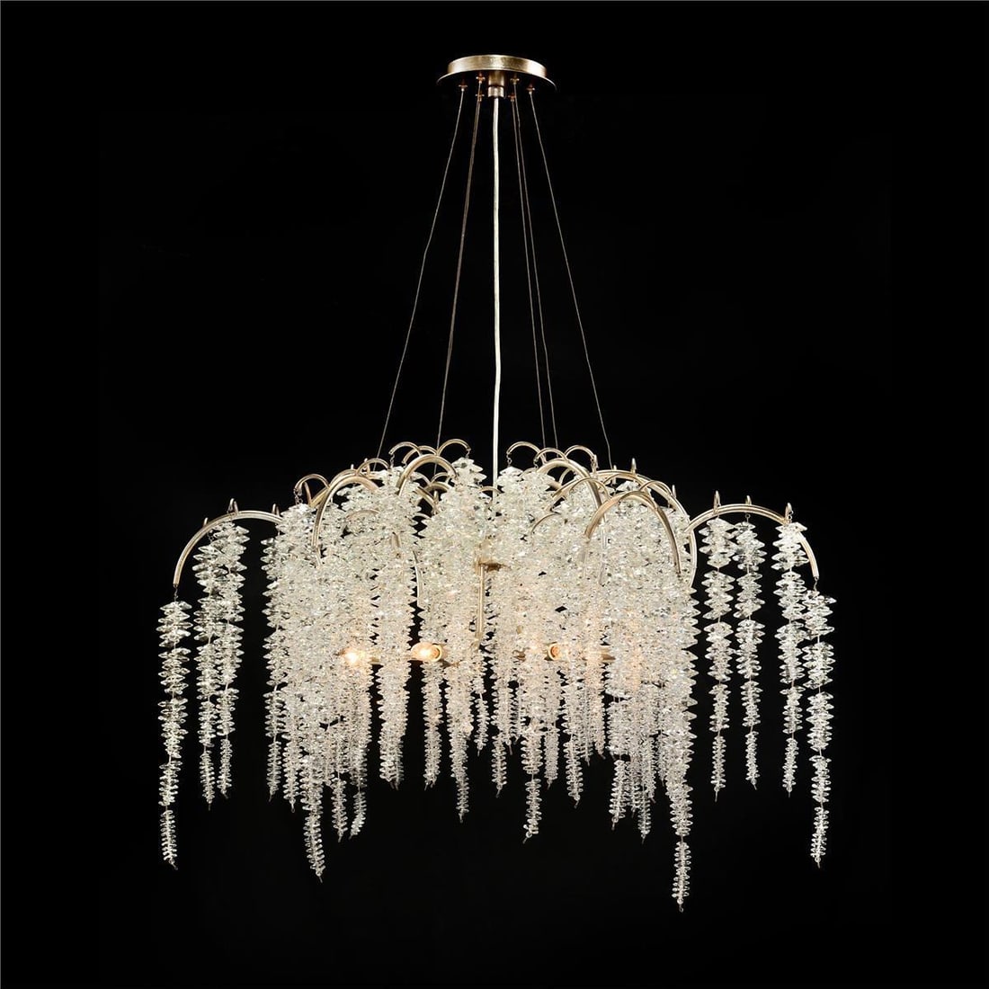 John-Richard Cascading Silver Leaf Crystal Chandelier 6-Light UL-Listed: John-Richard Cascading Silver Leaf Crystal Chandelier 6-Light UL-Listed Illuminate your space with this elegant Silver Leaf Crystal Chandelier, designed in a stunning antique or vintage style. This ch