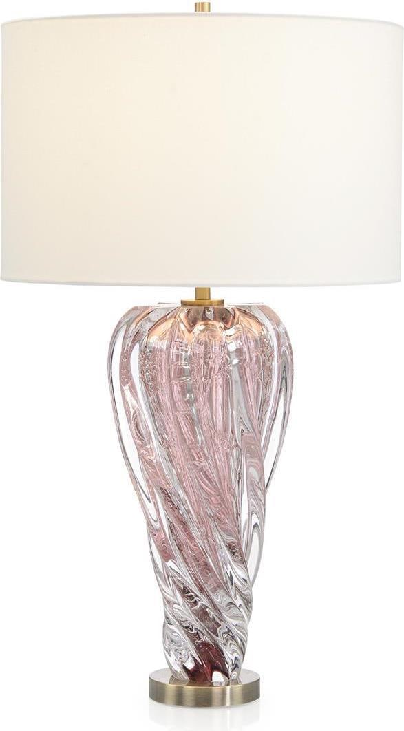 John-Richard Brass Table Lamp with Pink Shade Art Nouveau Style: John-Richard Brass Table Lamp with Pink Shade Art Nouveau Style Illuminate your space with this exquisite Vintage Style Brass Table Lamp featuring a beautiful rose pink shade. Crafted in an antique or
