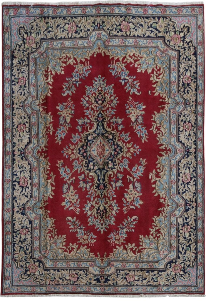 6.5 x 9.2 Genuine Persian Kerman Area Rug: 6.5 x 9.2 Genuine Persian Kerman Area Rug Free continental US Shipping Discover the elegance of this genuine Persian Kerman rug, measuring 6.5 x 9.2 feet. This exquisite piece combines traditional cra