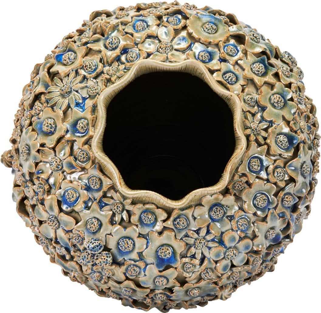 Handcrafted Celadon Ceramic Floral Vase 11H x 10W x 10D (1 of 2)