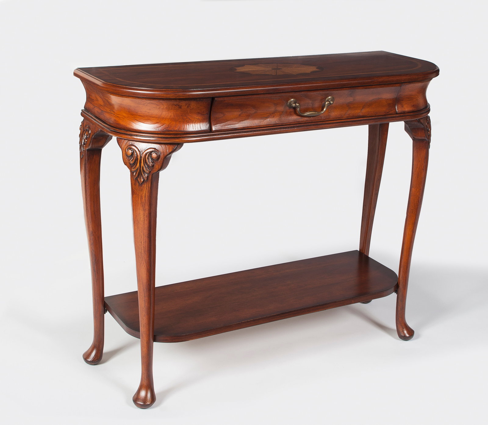 Hand-Crafted Ridgeland Console Table with Walnut Veneer and Olive Ash Finish: Hand-Crafted Ridgeland Console Table with Walnut Veneer and Olive Ash Finish This Ridgeland console table features a formal style and is hand-crafted with a rectangular shape. It is constructed from M
