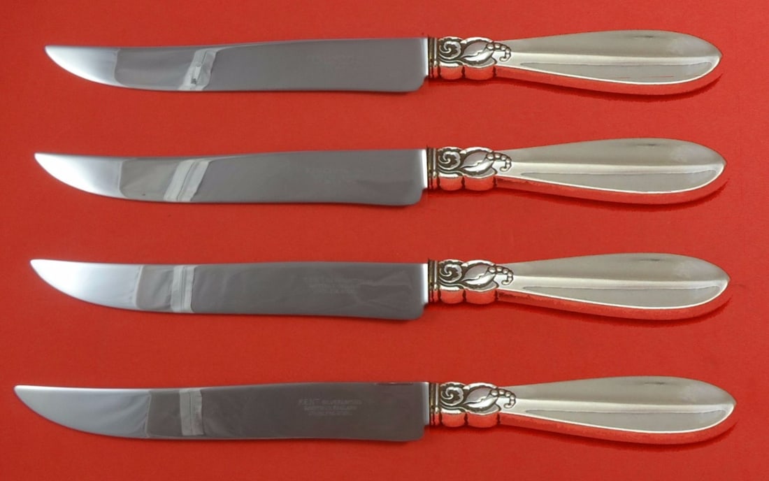 Frigast Princess Fuchsia Sterling Silver Texas Sized Steak Knife Set 4-Piece (1 of 1)