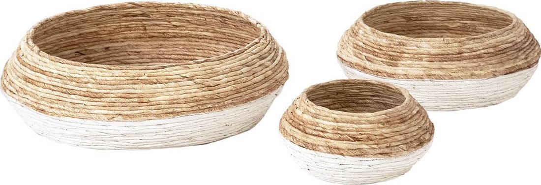 Set of 3 Dip-Dyed White Abaca Baskets (1 of 1)