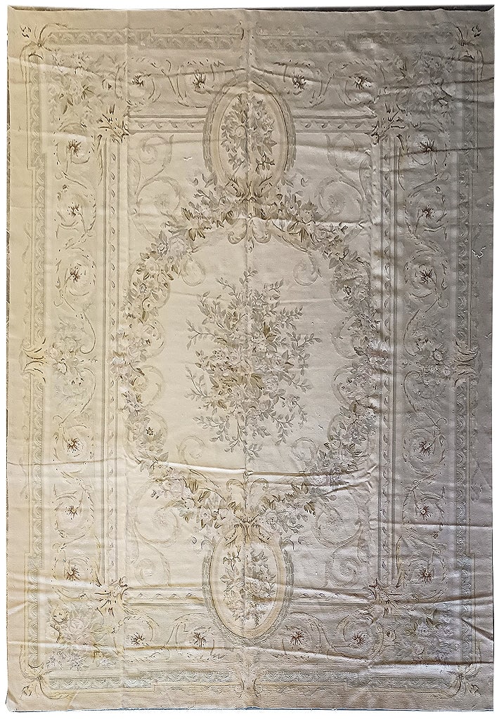 Elegant 9.2 x 12.5 French Aubusson Flat Weave Rug Neutral Colors (1 of 13)