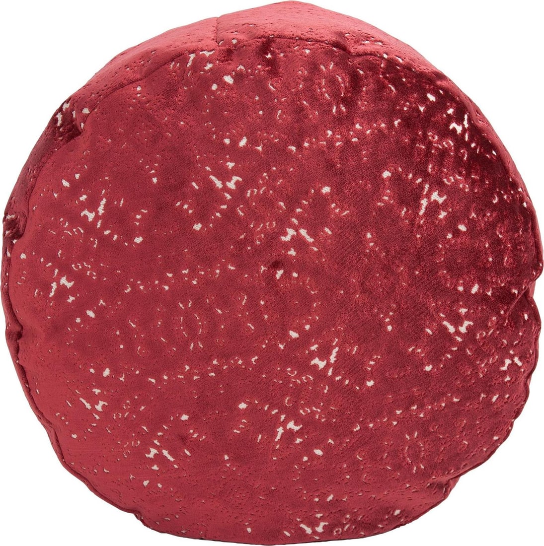 Howard Elliott Ruby Red Hand-Finished Round Pouf: Howard Elliott Ruby Red Hand-Finished Round Pouf Enhance your living space with this striking hand-finished round pouf in ruby red. Perfect for adding a touch of elegance and functionality, this pouf 