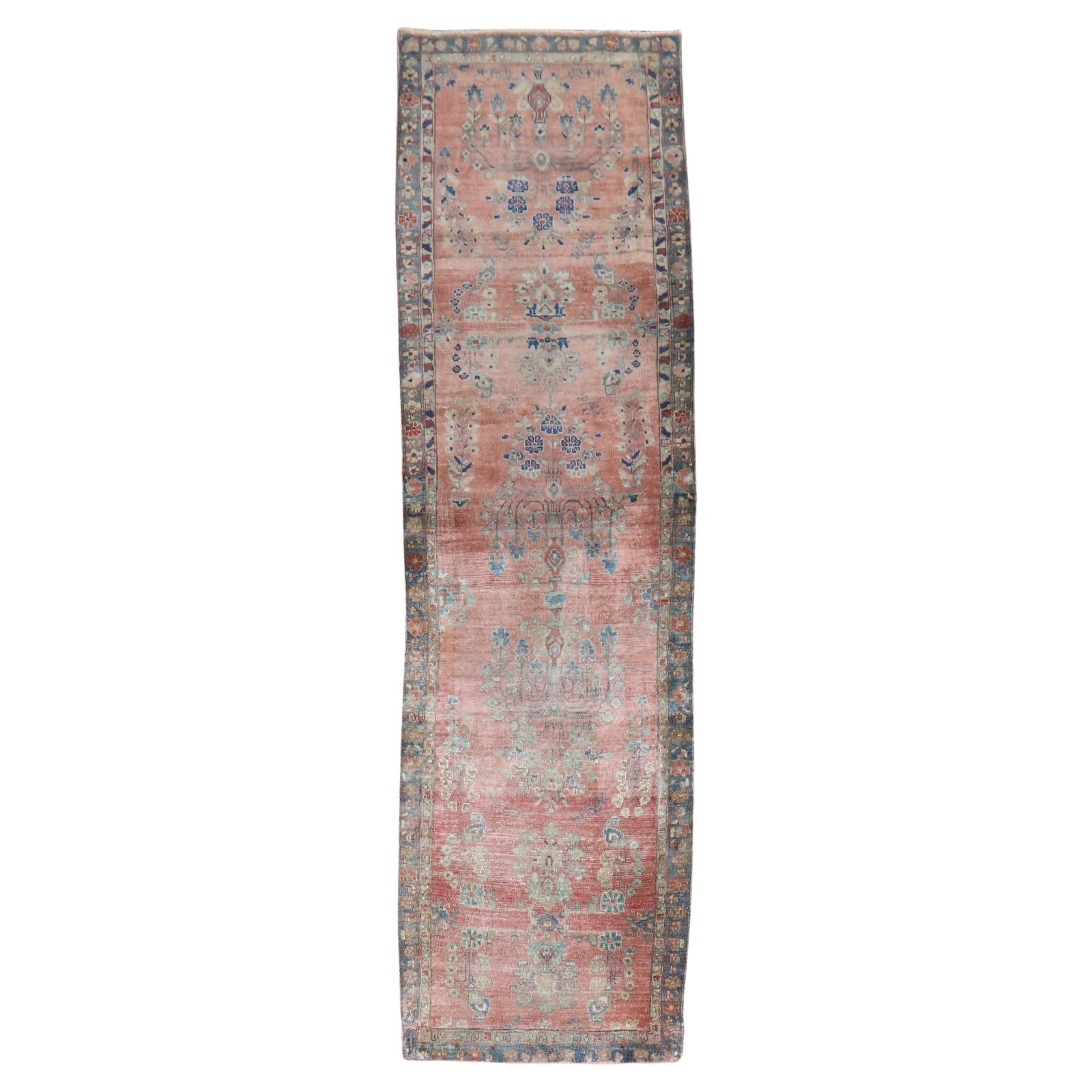 Antique Persian Kashan Runner 1920s Hand-Knotted Wool 26 x 96: Antique Persian Kashan Runner 1920s Hand-Knotted Wool 26 x 96 Discover the charm of this early 20th Century narrow Persian Kashan runner, expertly hand-knotted from high-quality wool. This traditional