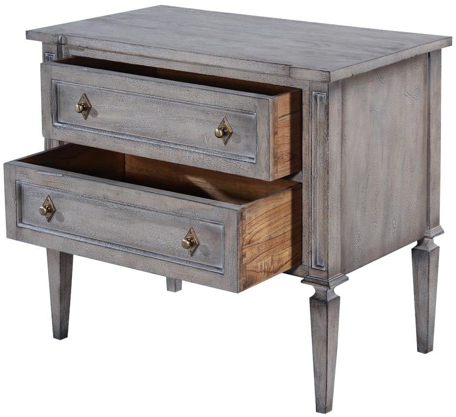 Selena Nightstand Solid Wood Greige Finish Tapered Legs: Selena Nightstand Solid Wood Greige Finish Tapered Legs The Selena Nightstand features a stylish greige finish that beautifully complements any bedroom decor. Crafted from solid wood, this nightstand 
