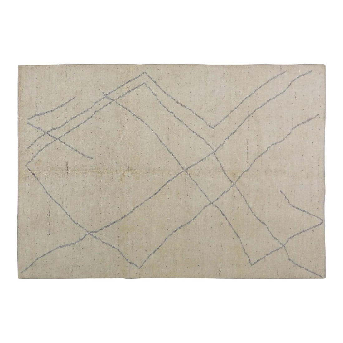 Hand Knotted Beni Ourain Wool Rug Soft Moroccan Contemporary 5'7" x 8': Hand Knotted Beni Ourain Wool Rug Soft Moroccan Contemporary 5'7" x 8' This Moroccan Beni Ourain rug from the 1990s features a hand-knotted construction with a soft texture and natural white wool. It 