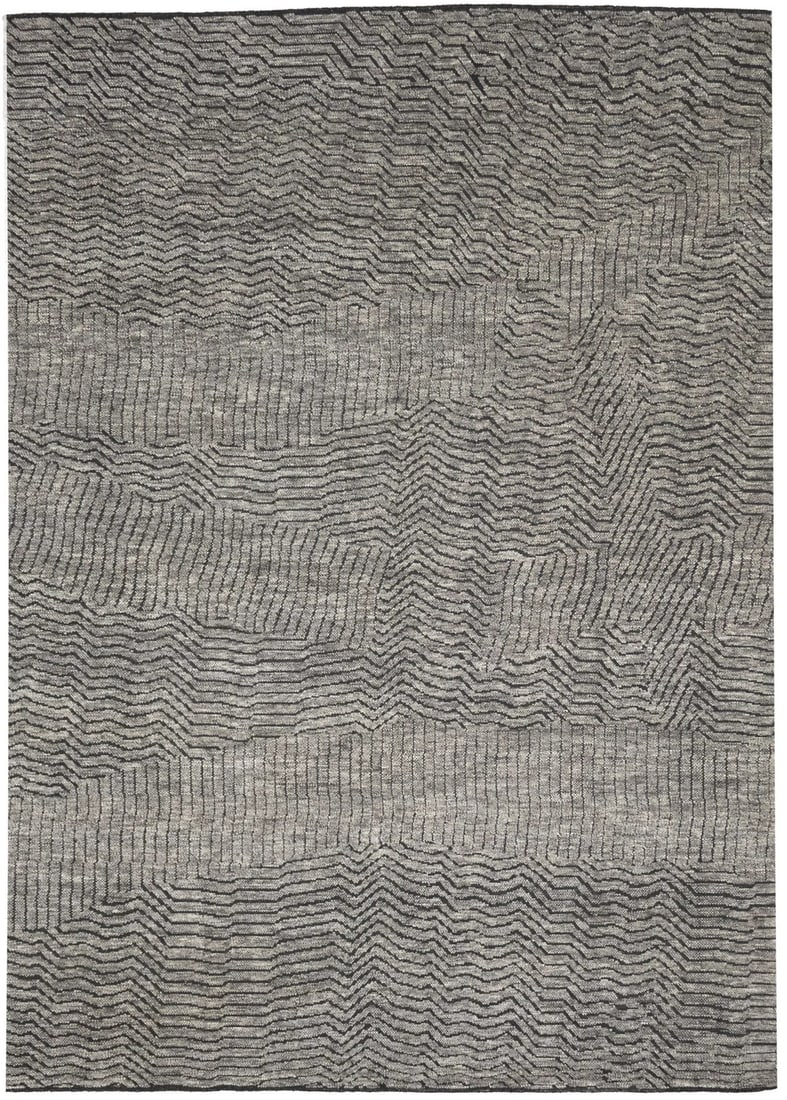 Handmade Modern Abstract 10'1 x 13'10 Wool Rug: Handmade Modern Abstract 10'1 x 13'10 Wool Rug Elevate your living space with this Handmade Abstract Design Contemporary Rug, featuring a striking modern aesthetic. Measuring 10'1" x 13'10", this area