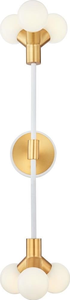 Kalco Tres 6-Light Wall Sconce New Brass Dimmable Indoor Lighting: Kalco Tres 6-Light Wall Sconce New Brass Dimmable Indoor Lighting This contemporary 6-light wall sconce is a stunning addition to any indoor space. Crafted from high-quality brass, glass, and steel, i