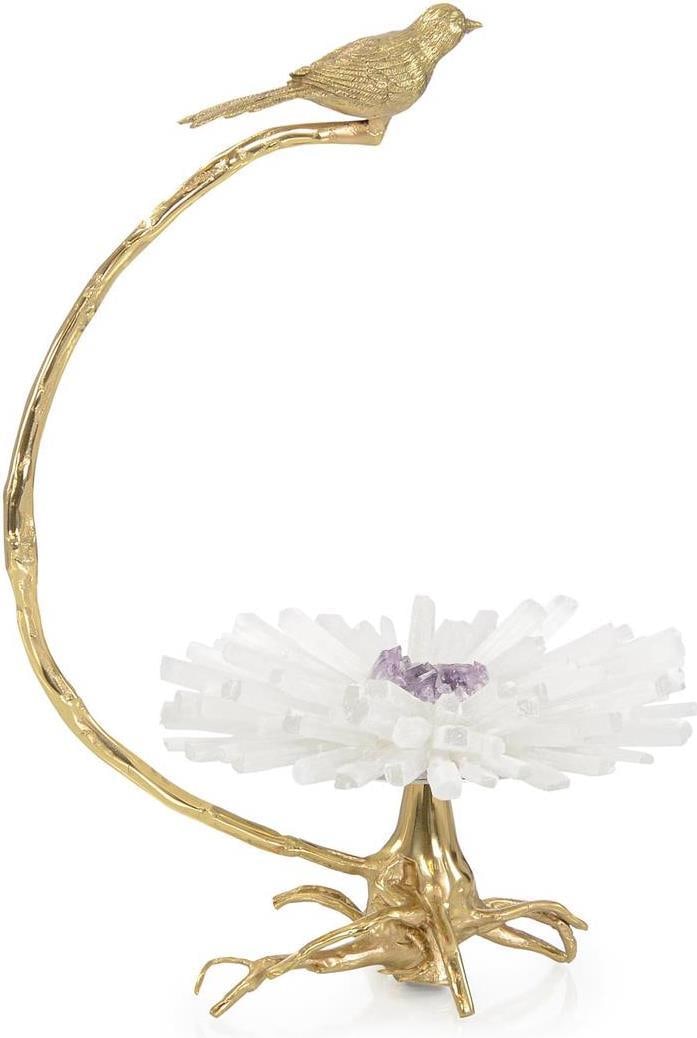 John-Richard Brass Bird Sculpture 14.25H Decorative Art: John-Richard Brass Bird Sculpture 14.25H Decorative Art Add a touch of elegance to your decor with this exquisite brass bird art piece. This stunning sculpture features a detailed bird design, crafted