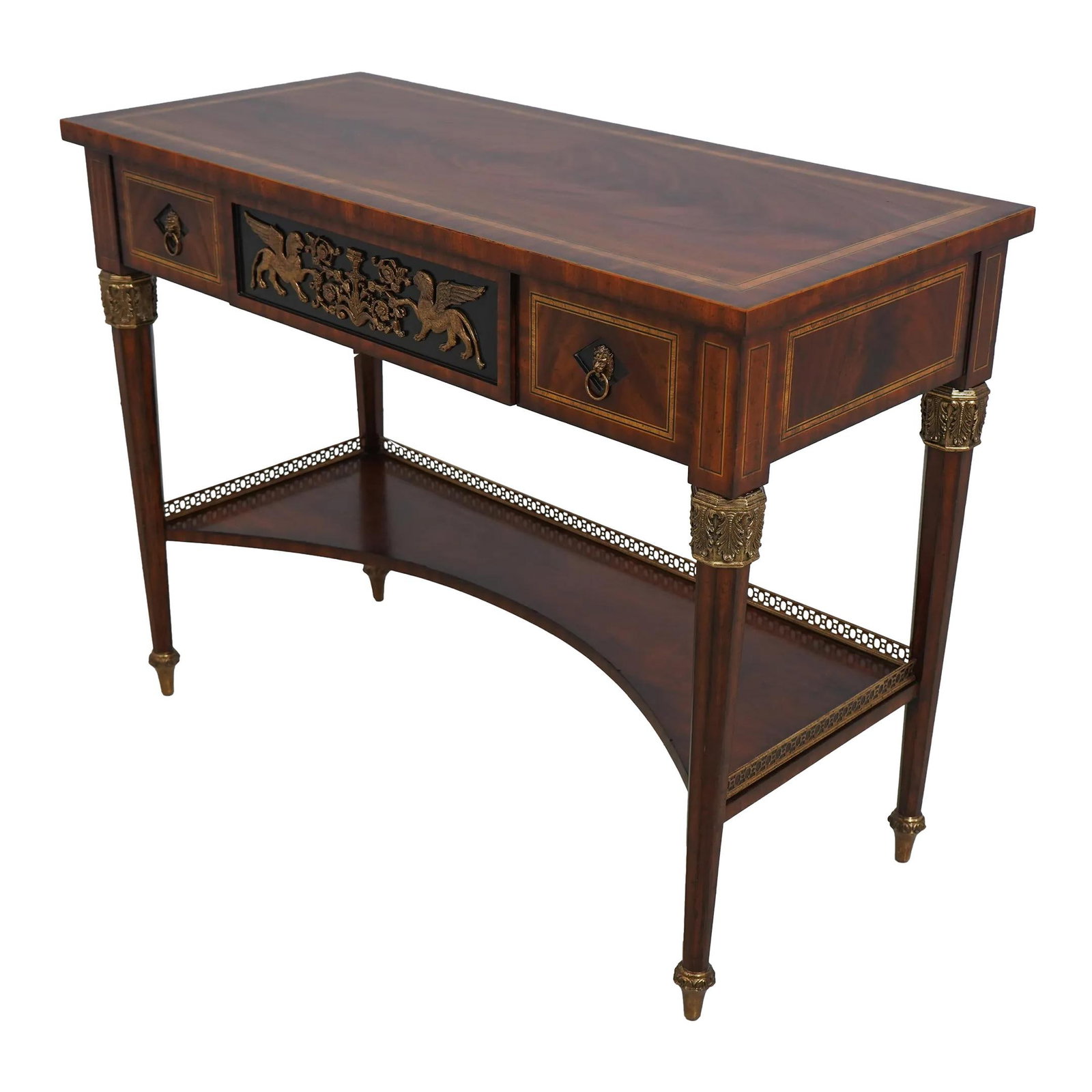 Maitland Smith Neoclassical Mahogany Server with Brass Ormolu Mounts: Maitland Smith Neoclassical Mahogany Server with Brass Ormolu Mounts This exquisite Maitland Smith Neoclassical Mahogany Server showcases a timeless design with quality craftsmanship. Constructed from