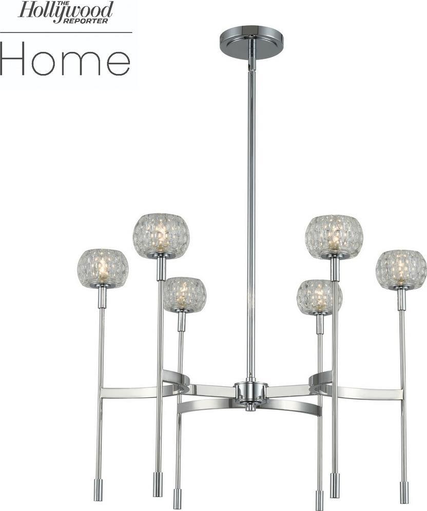 Kalco Mae 6-Light Bowl Chandelier with Dimpled Glass and Chrome Finish: Kalco Mae 6-Light Bowl Chandelier with Dimpled Glass and Chrome Finish Illuminate your space with the elegant Mae 6 Light Chandelier, designed in an antique or vintage style. This stunning bowl chande