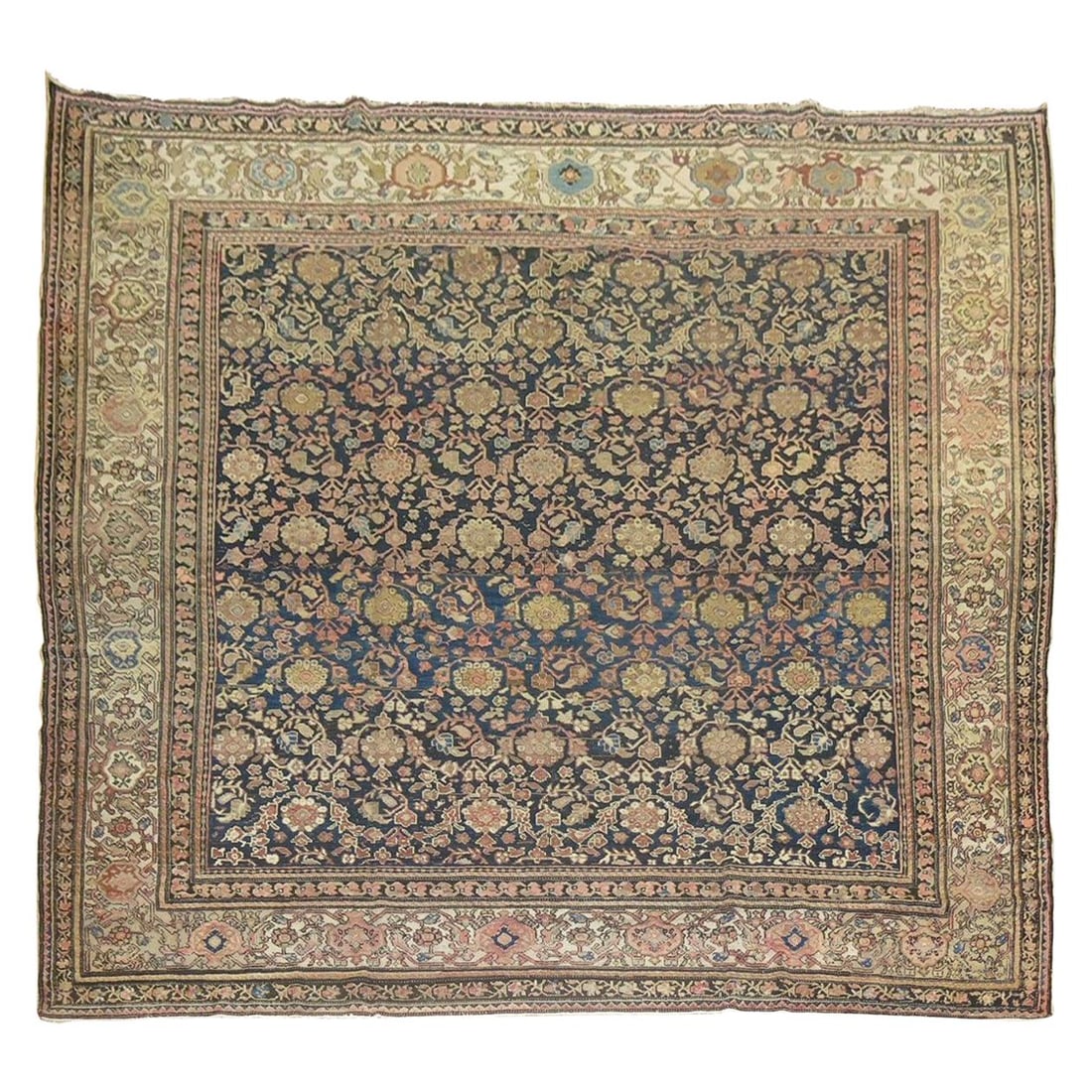 Antique Persian Malayer Rug Early 20th Century 10'7" x 10'8" Hand-Woven Wool: Antique Persian Malayer Rug Early 20th Century 10'7" x 10'8" Hand-Woven Wool Discover the elegance of this early 20th century Persian Malayer rug, showcasing a stunning blend of beige and dusty rose a
