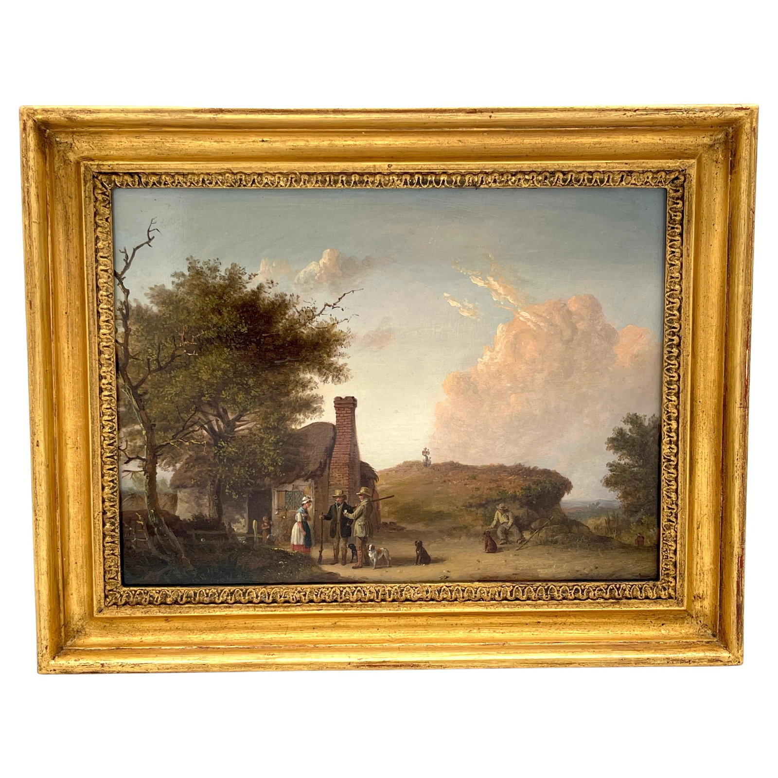 19th Century Sporting Art Landscape by Edmund Bristow with Hunters and Dogs: 19th Century Sporting Art Landscape by Edmund Bristow with Hunters and Dogs This exquisite 19th-century English Sporting Landscape by renowned British artist Edmund Bristow (1787-1876) is titled 'Spor