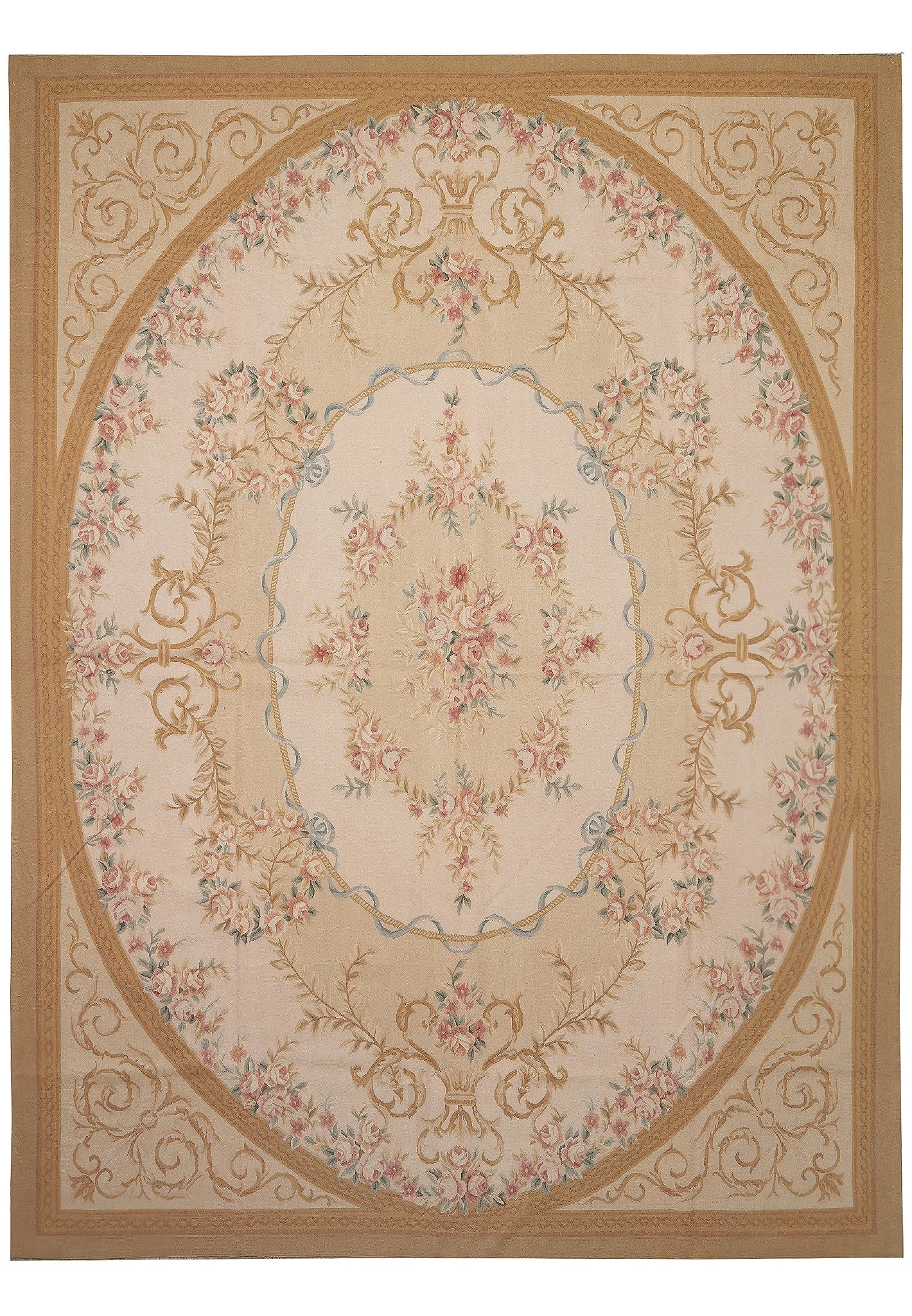 9 x 12 Handmade Aubusson Flat Weave French 17th Century Style Rug: 9 x 12 Handmade Aubusson Flat Weave French 17th Century Style Rug Free continental US Shipping This handmade Aubusson flat weave rug showcases a French 17th-century style, featuring intricate floral m