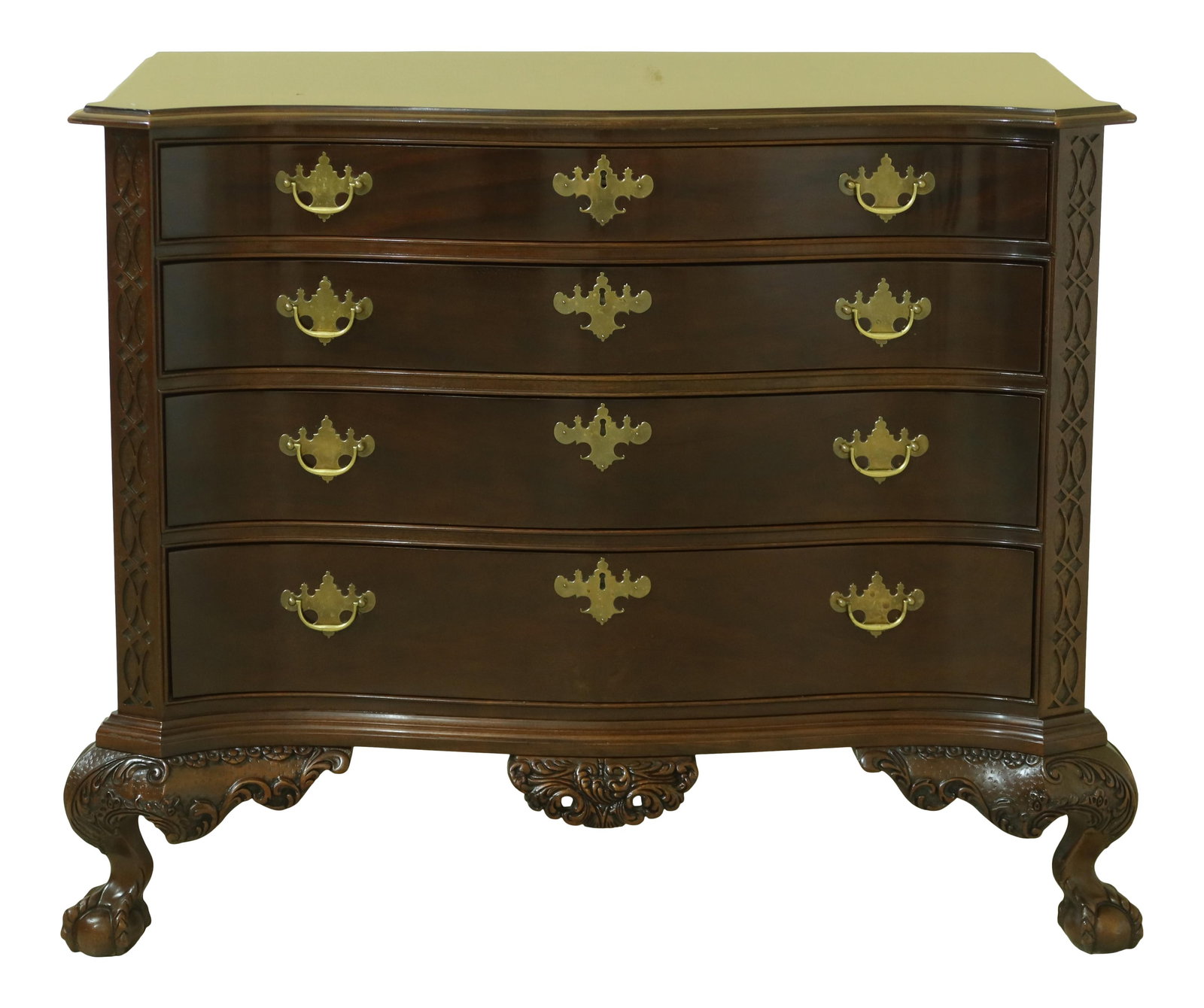 Sutton Ball & Claw Mahogany Needham Chest 44.5x24x36.5: Sutton Ball & Claw Mahogany Needham Chest 44.5x24x36.5 This stunning Sutton Ball & Claw Mahogany Needham Chest boasts a high sheen dark mahogany finish, providing a classic and elegant touch to any sp