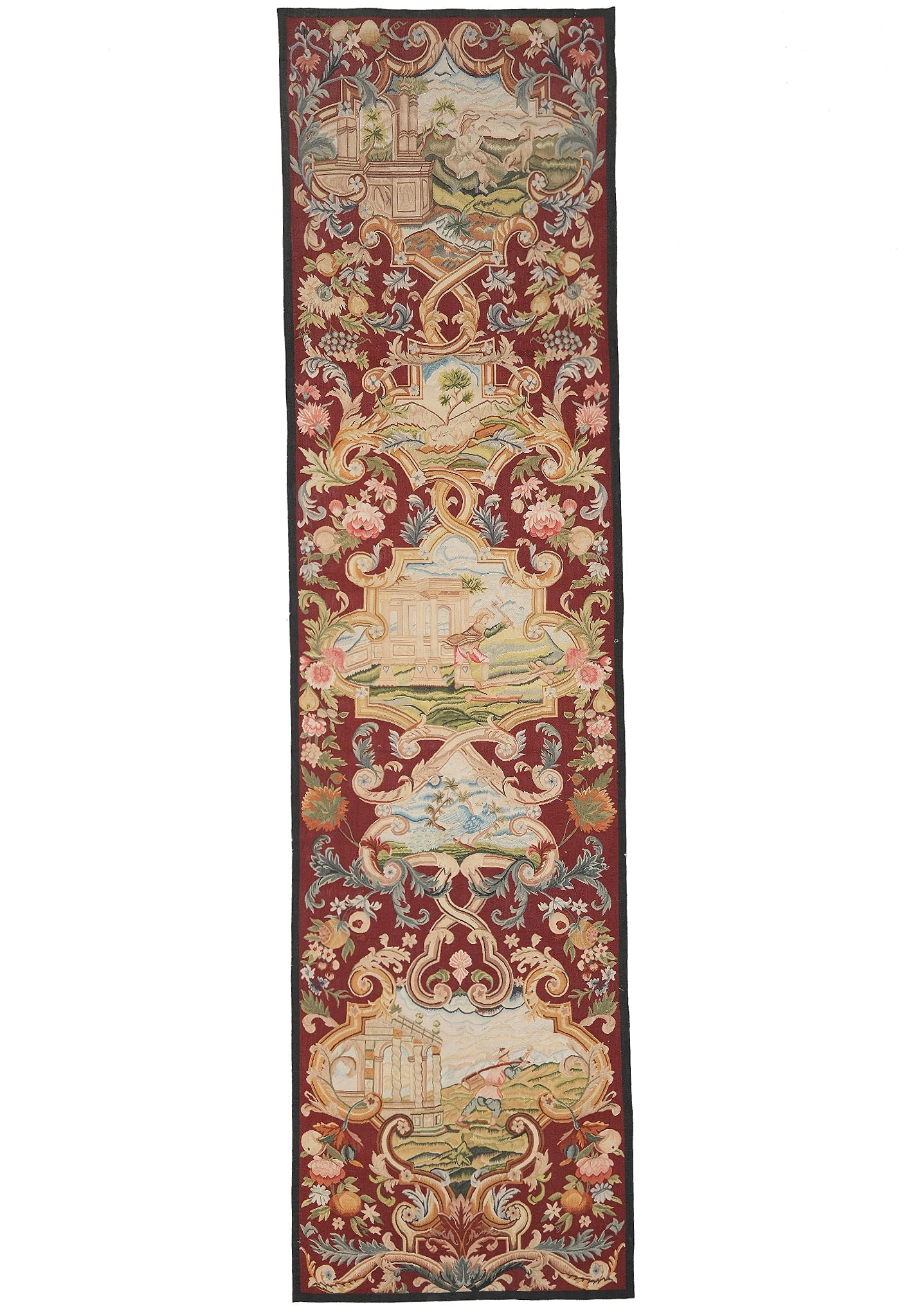 Handmade Wool and Silk Tapestry Runner 2.6 x 10 ft Decorative Wall Hanging: Handmade Wool and Silk Tapestry Runner 2.6 x 10 ft Decorative Wall Hanging Free continental US Shipping This handmade wool and silk tapestry runner showcases traditional craftsmanship with its flat we