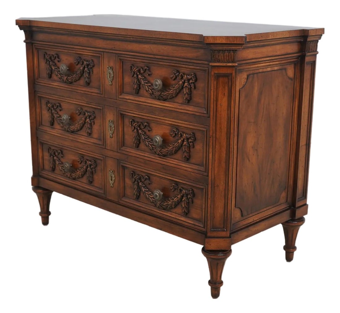 Karges French Louis XVI Walnut Bachelor Chest Server 42x21x33.5: Karges French Louis XVI Walnut Bachelor Chest Server 42x21x33.5 This exquisite Karges French Louis XVI Bachelor Chest Server showcases the timeless elegance of walnut craftsmanship. Crafted approximat