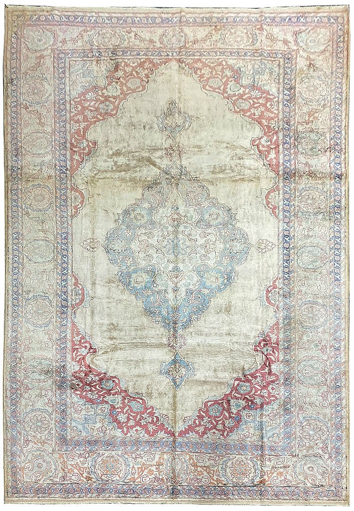 8 x 12 Antique Silk Qaisari Hereke Rug 1940s Hand-Knotted Turkey: 8 x 12 Antique Silk Qaisari Hereke Rug 1940s Hand-Knotted Turkey Free continental US Shipping Immerse yourself in the elegance of the 8 x 12 Antique Silk Qaisari Hereke Rug from the 1940s, a stunning 