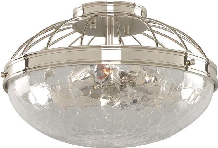 Kalco Montauk Flush Mount Light Polished Nickel 3 Bulb Dimmable (1 of 1)
