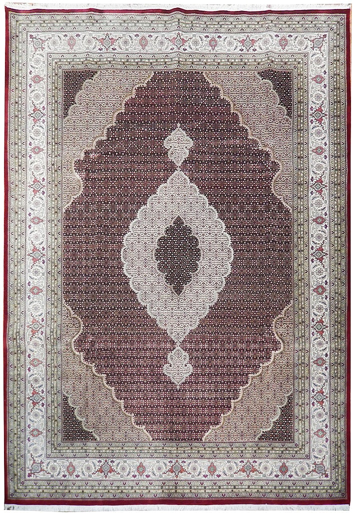 Exquisite 9'10 x 13'2 Mahi Tabriz Handmade Wool Silk Area Rug: Exquisite 9'10 x 13'2 Mahi Tabriz Handmade Wool Silk Area Rug Free continental US Shipping Elevate your living space with this exquisite 9' 10" x 13' 2" Fine Handmade Mahi Tabriz Wool & Silk Rug. Meti
