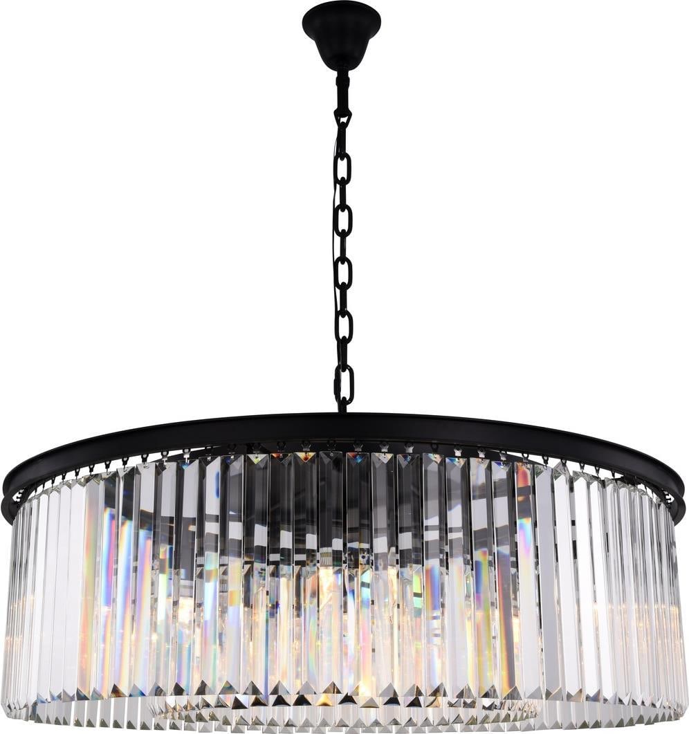 Elegant Lighting Sydney Matte Black 10 Bulb Crystal Bowl Chandelier: Elegant Lighting Sydney Matte Black 10 Bulb Crystal Bowl Chandelier Illuminate your space with the Sydney Matte Black 10 Bulb Crystal Chandelier, a stunning bowl chandelier that seamlessly combines el