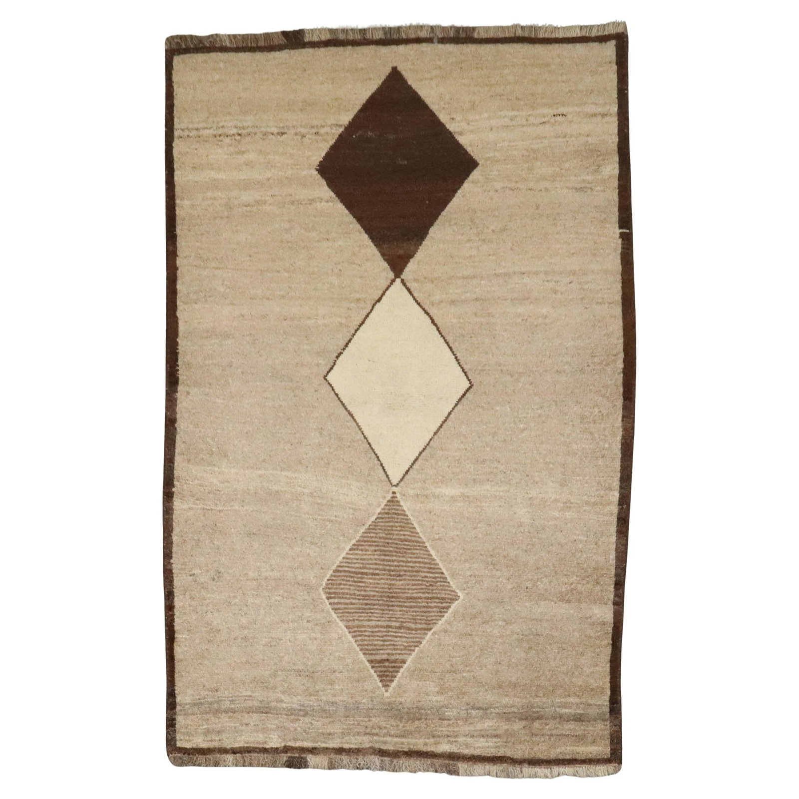 Zabihi Collection Hand-Knotted Geometric Wool Gabbeh Rug: Zabihi Collection Hand-Knotted Geometric Wool Gabbeh Rug Enhance your space with this stunning Geometric Persian Gabbeh Rug from the Zabihi Collection. Crafted from high-quality wool and meticulously 
