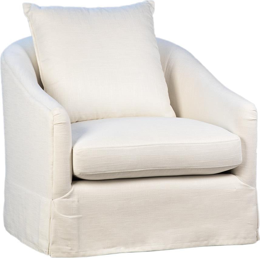 Elegant Laura Transitional Swivel Chair Natural White Performance Fabric (1 of 5)