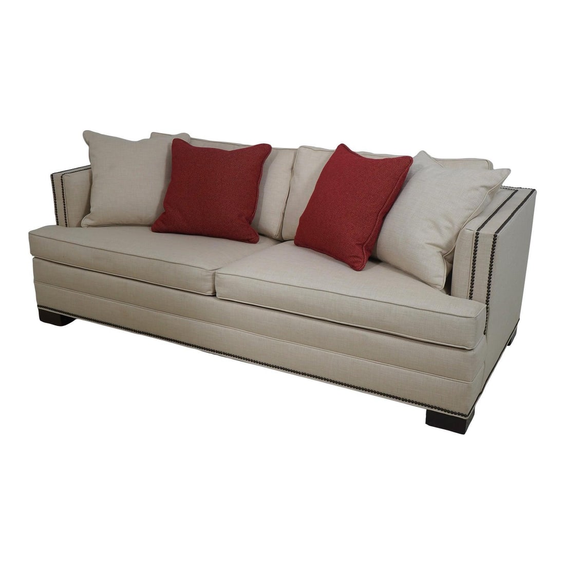 Ethan Allen Astor Loveseat Off White Upholstery Modern Design: Ethan Allen Astor Loveseat Off White Upholstery Modern Design This Ethan Allen Astor Track Arm Loveseat combines quality construction with a modern design, featuring traditional style tack head trim. 