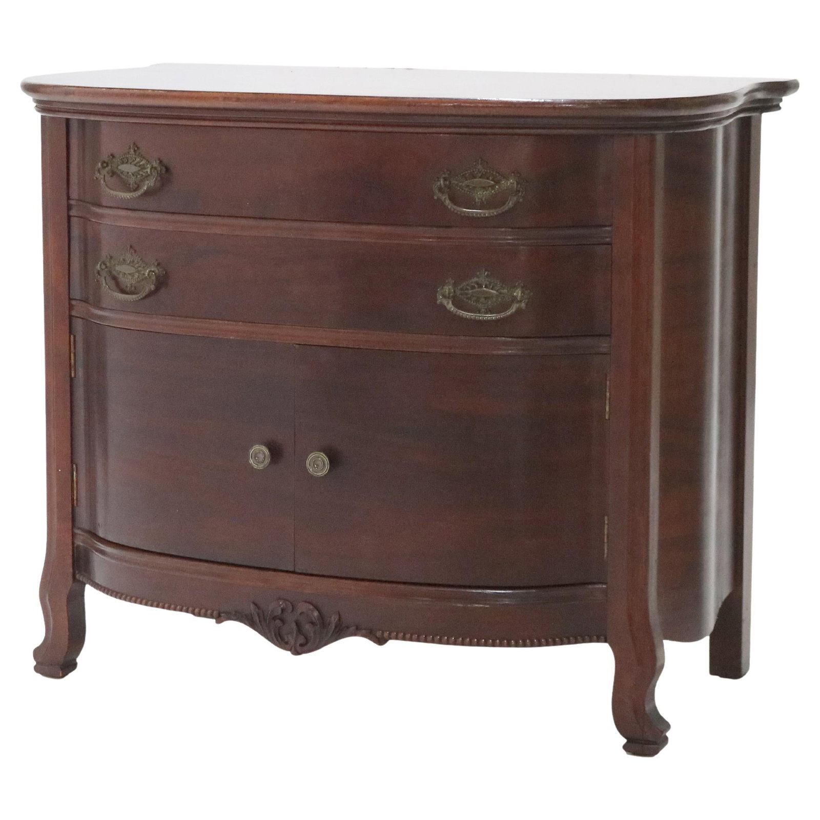 Antique RJ Horner Mahogany Swell Front Commode C1910 with Intricate Carvings (1 of 10)