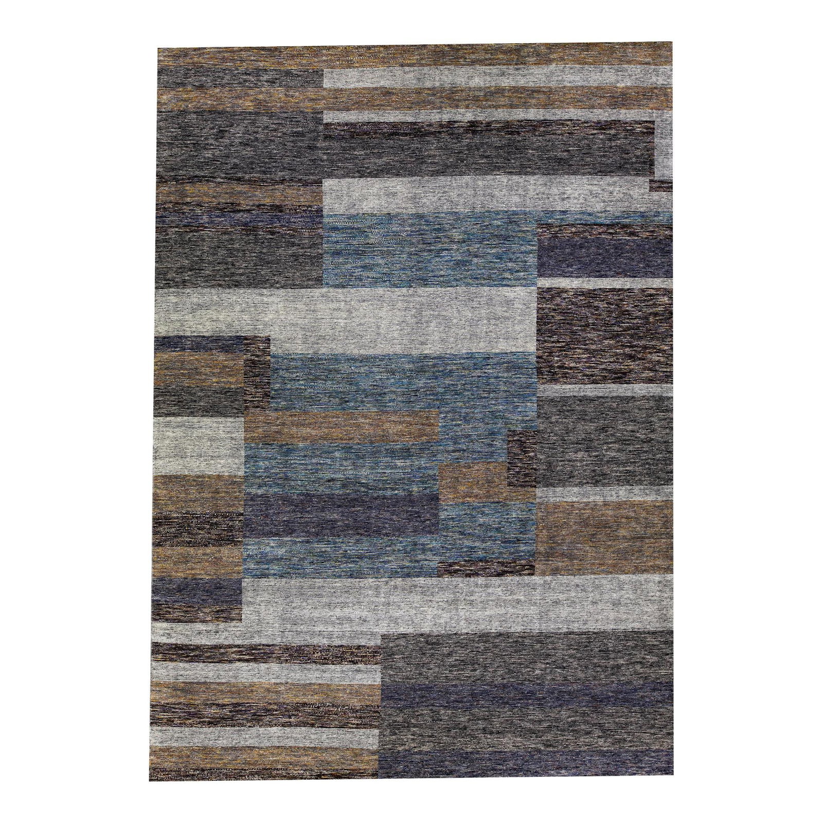 Modern Safi Collection Handmade Wool Rug Abstract Design 10'2 x 14'3: Modern Safi Collection Handmade Wool Rug Abstract Design 10'2 x 14'3 Elevate your space with this exquisite handmade wool rug from the Modern Safi Collection. Featuring a stunning abstract design in e