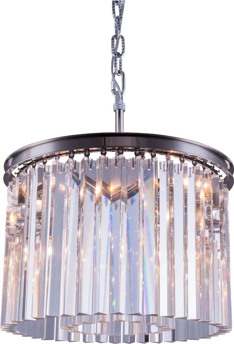 Elegant Sydney Pendant Lamp Polished Nickel Royal-Cut Crystal: Elegant Sydney Pendant Lamp Polished Nickel Royal-Cut Crystal Illuminate your space with the Radiant Sydney Pendant Lamp, a stunning piece designed in a vintage style. This pendant lamp features a cle