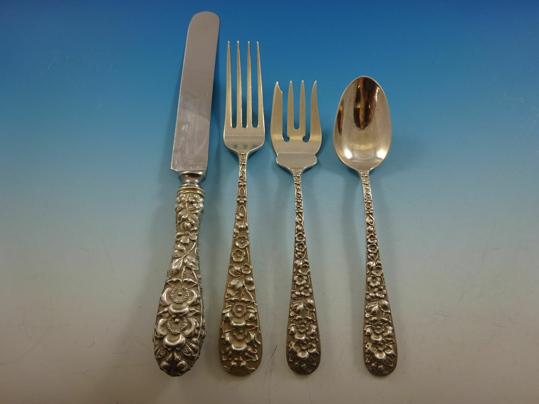 Stieff Forget Me Not Sterling Silver 4-Piece Place Setting (1 of 4)