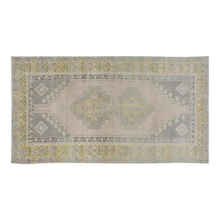Turkish Anatolian Wool Area Rug Hand Knotted 3'4'' x 6'4'': Turkish Anatolian Wool Area Rug Hand Knotted 3'4'' x 6'4'' This vintage Turkish Anatolian wool rug is hand-knotted using traditional techniques, showcasing artistry passed down through generations. It