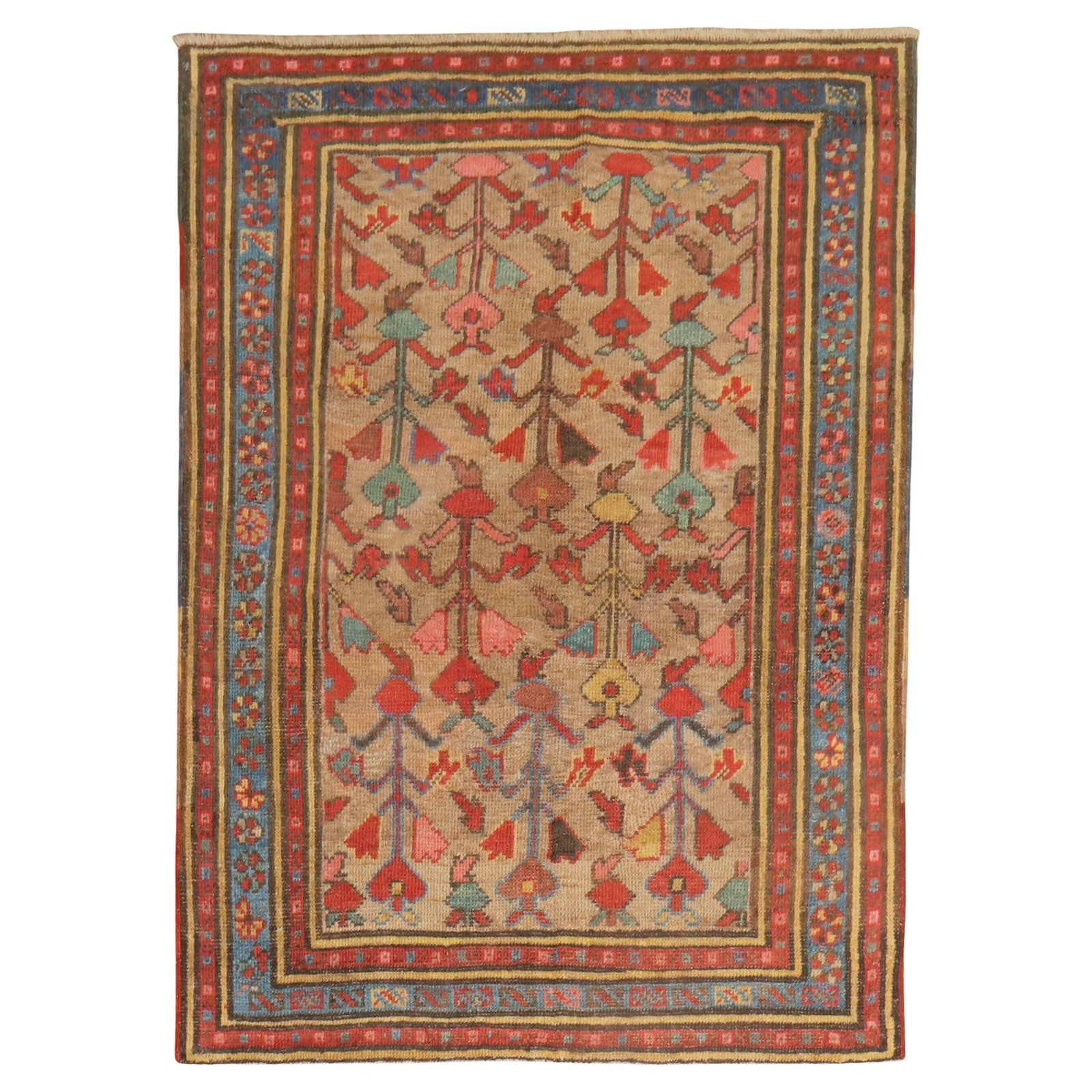 Antique Persian Bakshaish Small Rug 3' x 4' Wool Hand-Knotted: Antique Persian Bakshaish Small Rug 3' x 4' Wool Hand-Knotted Discover the charm of this early 20th Century Persian Bakshaish Small Rug, expertly hand-knotted from high-quality wool. With its dimensio