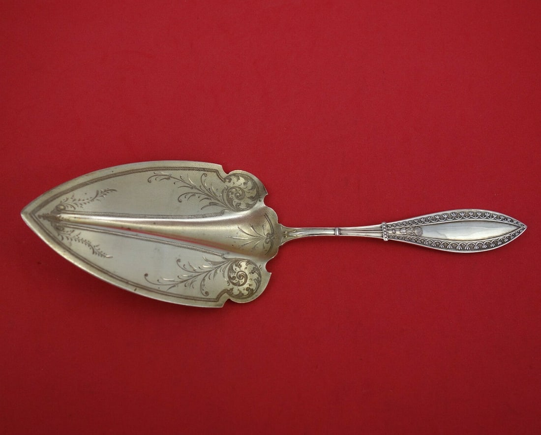 Rare Olympic Sterling Silver Pie Server by Schulz & Fischer 9 Inch: Rare Olympic Sterling Silver Pie Server by Schulz & Fischer 9 Inch Presenting a rare Olympic pie server crafted by Schulz & Fischer, this exquisite piece dates back to 1850-1899 and features a stunnin