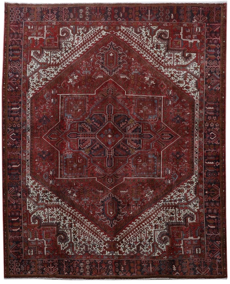 Handcrafted Persian Heriz Rug 10' x 12'4" Silk-Like Pile: Handcrafted Persian Heriz Rug 10' x 12'4" Silk-Like Pile Free continental US Shipping Enhance your space with this exquisite handcrafted Persian Heriz rug. Featuring traditional Persian designs intric