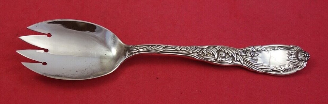 Sterling Silver Salad Fork in Chrysanthemum Pattern by Tiffany 8 3/4 Inch (1 of 2)