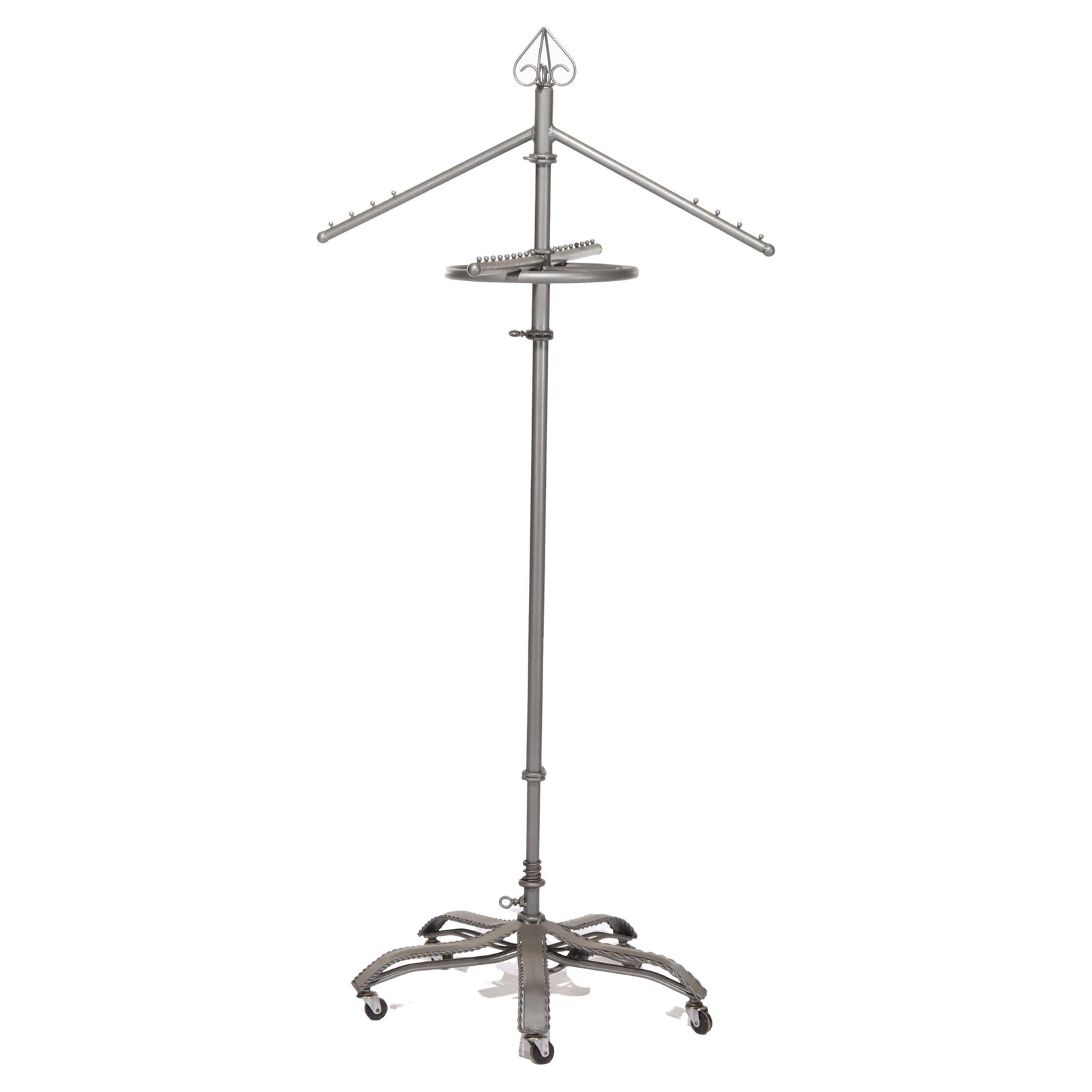 Adjustable 20th Century Metal Garment Display Rack with Industrial Style: Adjustable 20th Century Metal Garment Display Rack with Industrial Style This vintage adjustable metal clothing display rack from the 20th century features a sturdy metal construction with an adjustab