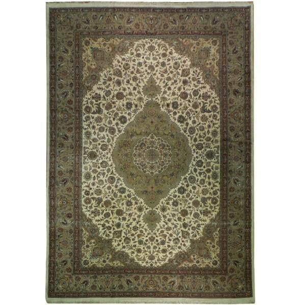 Handcrafted Persian Tabriz Rug 13.2 x 18.7 ft Wool Silk 400 KPSI: Handcrafted Persian Tabriz Rug 13.2 x 18.7 ft Wool Silk 400 KPSI Free continental US Shipping Enhance your living space with this exquisite 13.2' x 18.7' fine-quality Persian Tabriz Rug, meticulously 